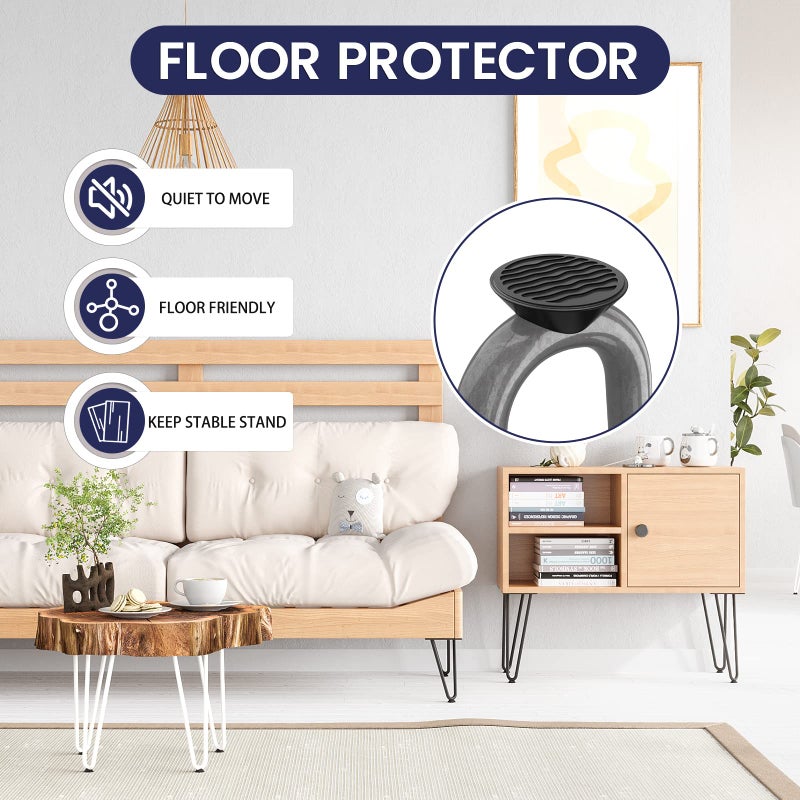 SMARTSTANDARD 6 Inch Heavy Duty Hairpin Furniture Legs, Metal Home DIY Projects for TV Stand, Sofa, Cabinet, etc with Rubber Floor Protectors Grey 4PCS - Image 5